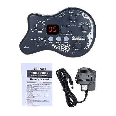 Gray UK Plug Ammoon PockRock портативная гитара Мульти-процессор эффектов Педаль эффектов 15 типов эффектов 40 барабанных ритмов Функция настройки - Цвет: Gray UK Plug