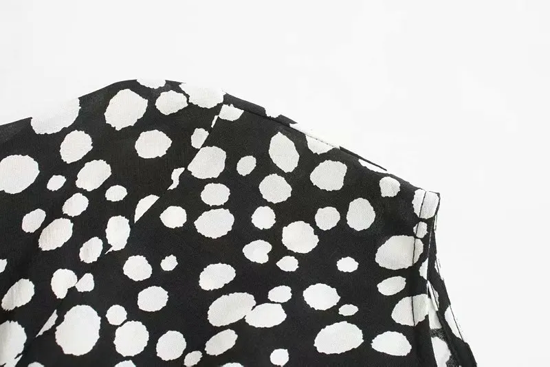 Женское винтажное платье средней длины Повседневное в горошек с эластичной