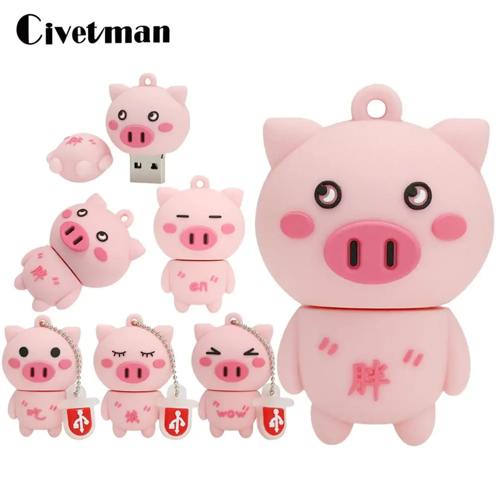 

Cartoon Pendrive USB2.0 Cute Little Pink Pig USB Flash Drive 16GB 32GB 64GB 128GB 256GB Memory Stick Pendrives Thumb Drive Gifts