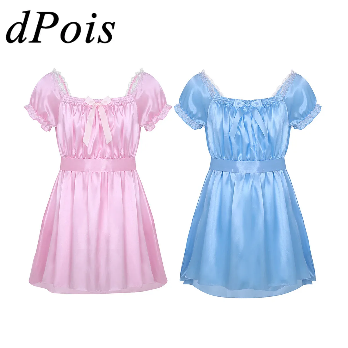 Мужское блестящее Мягкое платье сексуальное нижнее белье с поясом ночное