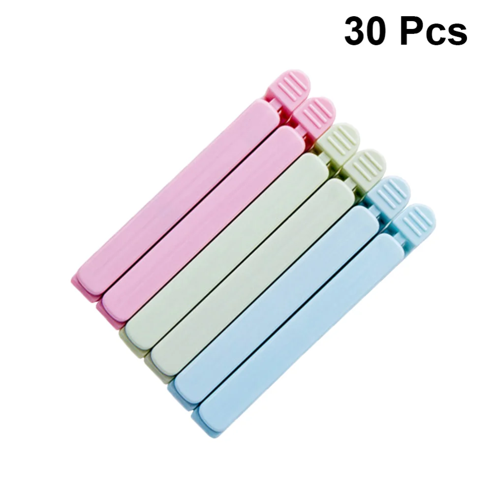 

30pcs Food Bag Clips Snacks Sealing Clip Fresh-Keeping Clamp Sealer for Kitchen Home Dormitory (Mixed Colors, Large Size+Small