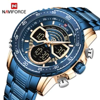 naviforce top rose gold blue mens watches luminous leisure and fashion waterproof led digital auto date complete calendar alarm