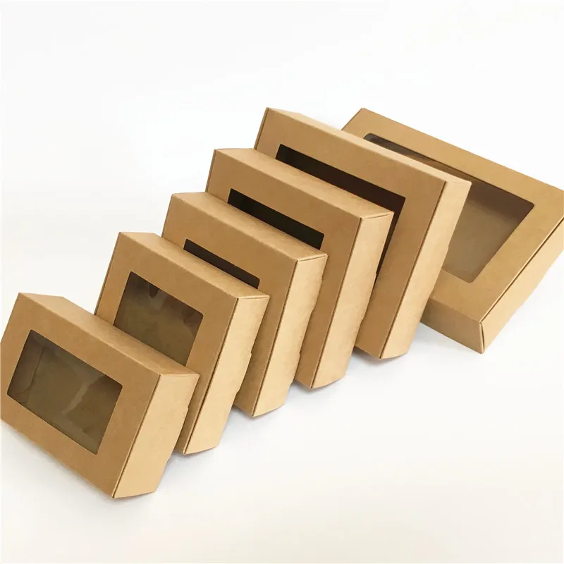 

30pcs Blank Kraft Paper Gift Box with Window Handmade Soap Box Jewelry Cookies Gift Candy Box Wedding Gift Box Party Decoration