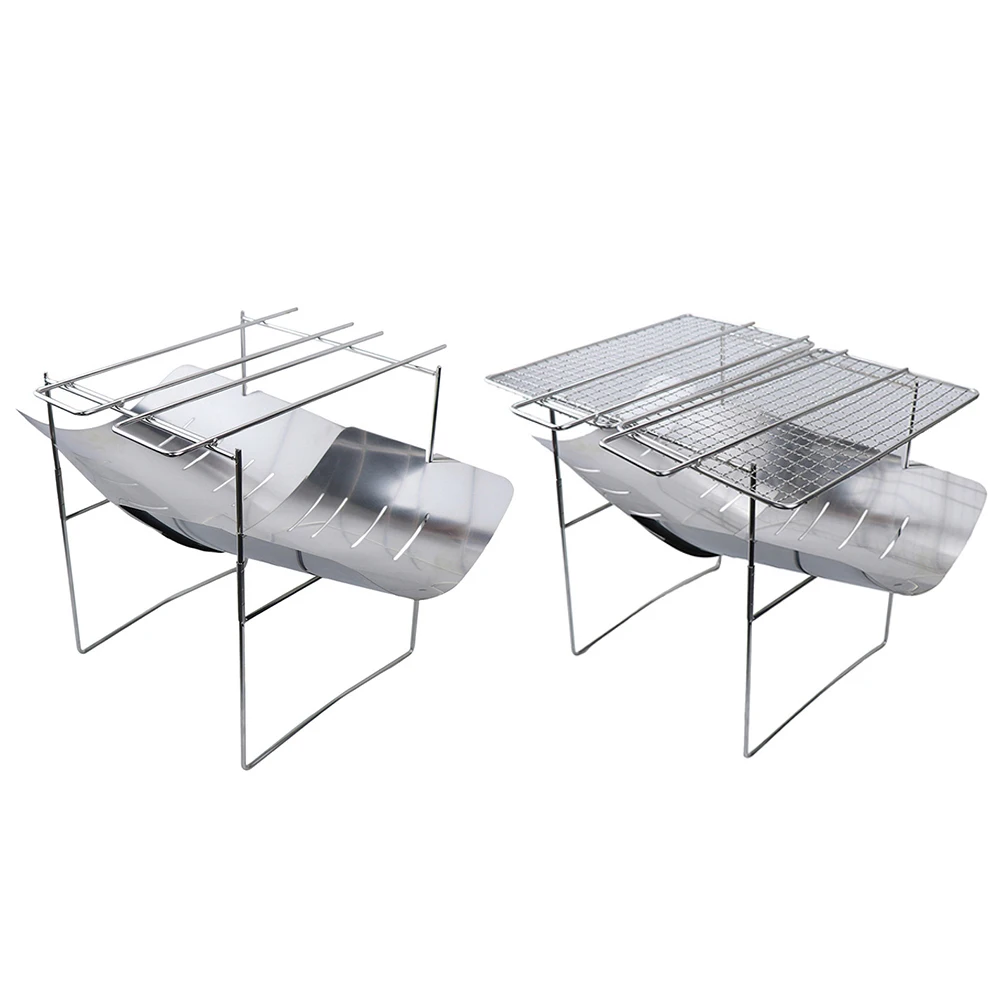 

Stainless Steel Folding Barbecue Grill Signal Fire Turret Outdoor Camping Hunting Bonfire Cooking Stove Firewood Rack