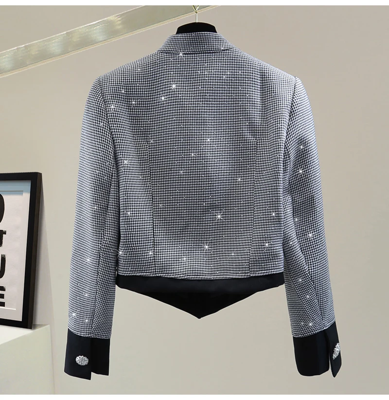 Роскошный короткий костюм со стразами и бантом осенне-зимняя одежда 2021 модное