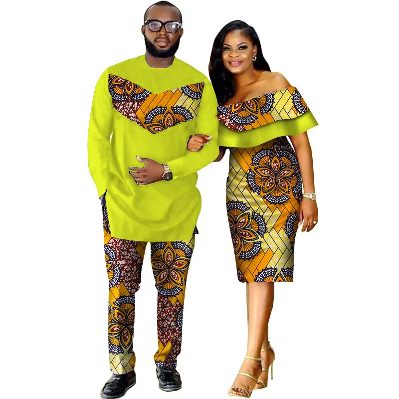 Комплект из двух предметов Африканский Дашики одежда для пар влюбленных мужской