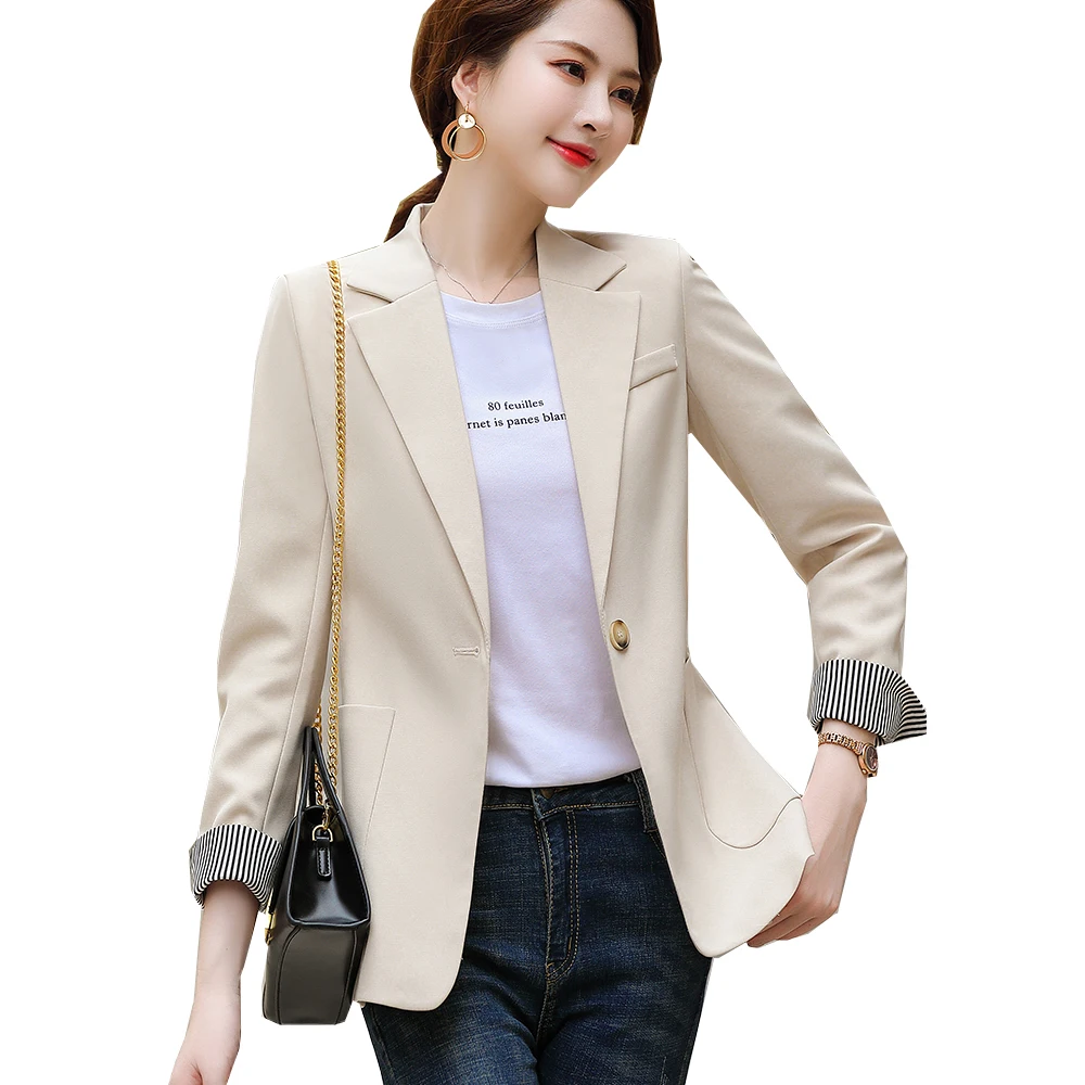 

Женский пиджак с карманами, повседневный приталенный пиджак черного и абрикосового цвета с длинным рукавом, 2021