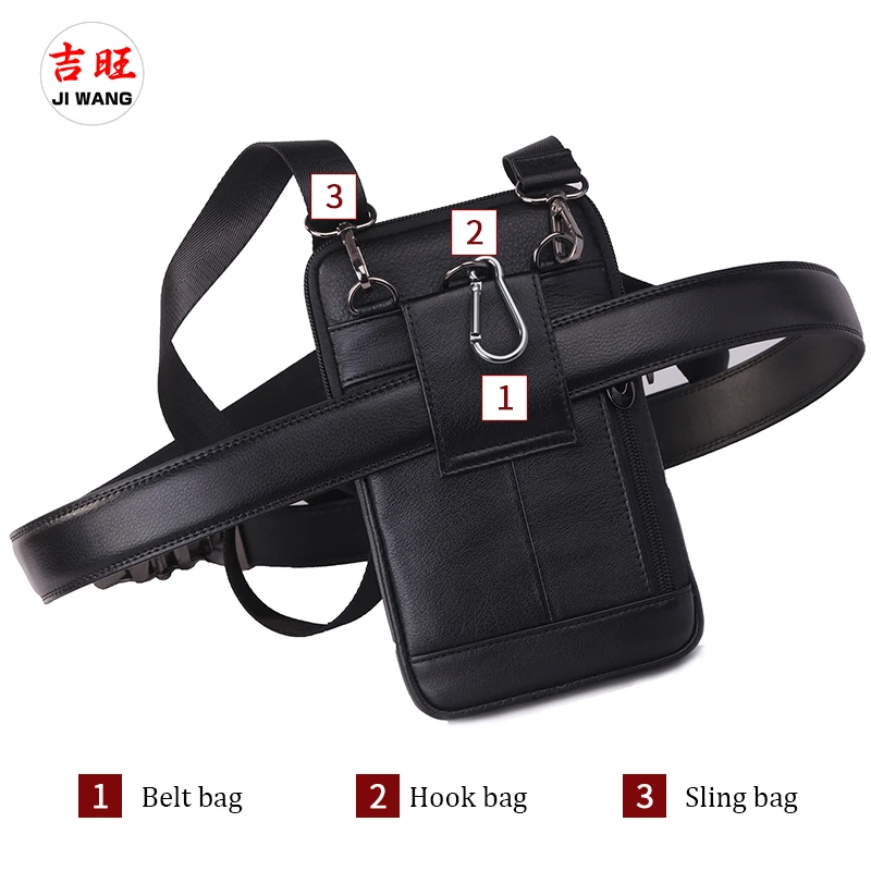Мужской кошелек из натуральной кожи поясная сумка с крючком повседневный чехол