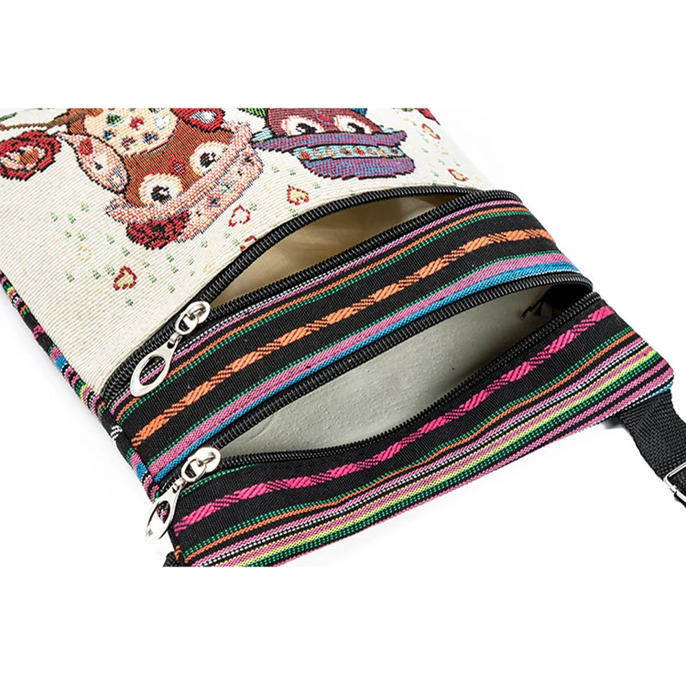 

Vintage Chinese National Style Ethnic Shoulder Bag Women Mini Handbag Owl Diagonal Embroidery Tote Lady Messenger Cross Body Bag