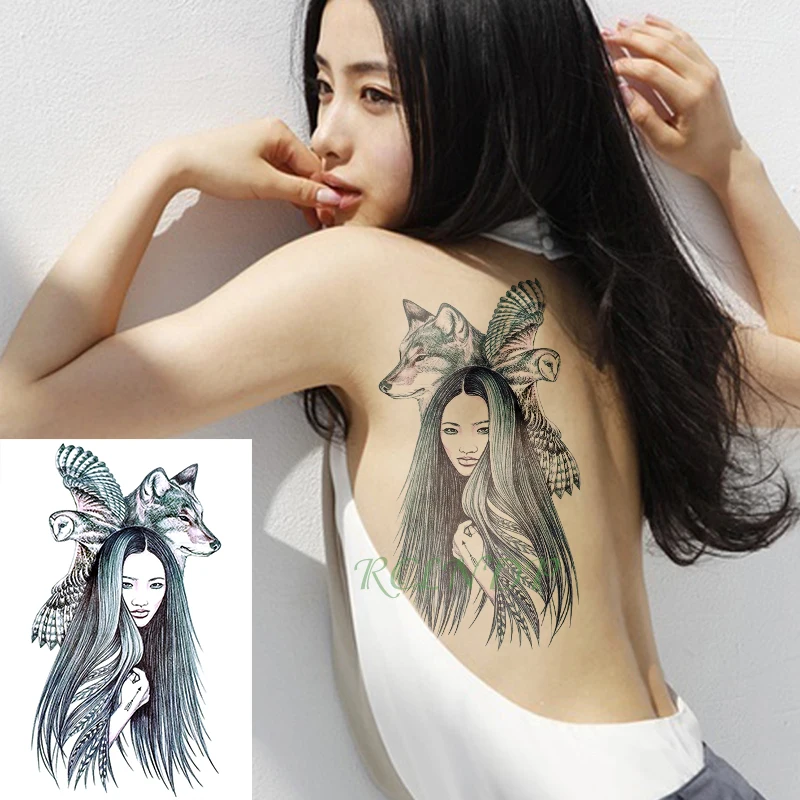 

Waterproof Temporary Tattoo Sticker eagle wolf beauty girl fake tatto flash tatoo tatouage Stickers hand arm back for women men