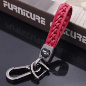 red black Качественный Плетеный брелок из натуральной кожи для ключей Пряжка подковы автомобильный брелок для мужчин качественные автомобильные ключи аксессуары брелок для ключей - Цвет: red black