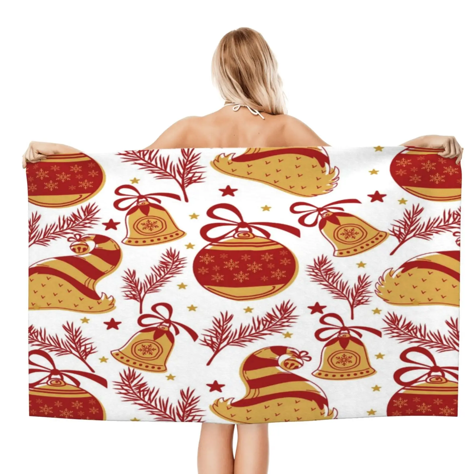 Cute Christmas Pattern Beach Towel XL Bath Personalized Design Sand Cloud Luxury Towels for Adults | Дом и сад