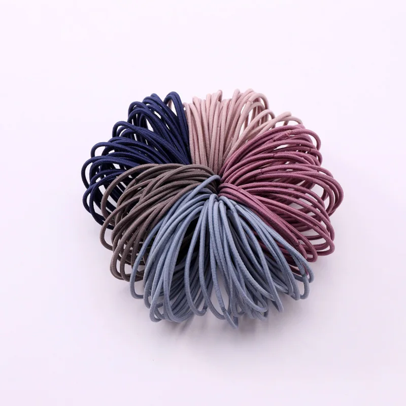 

50pcs/set Simple thin hair tying rubber band girl high elastic hair rope head rope