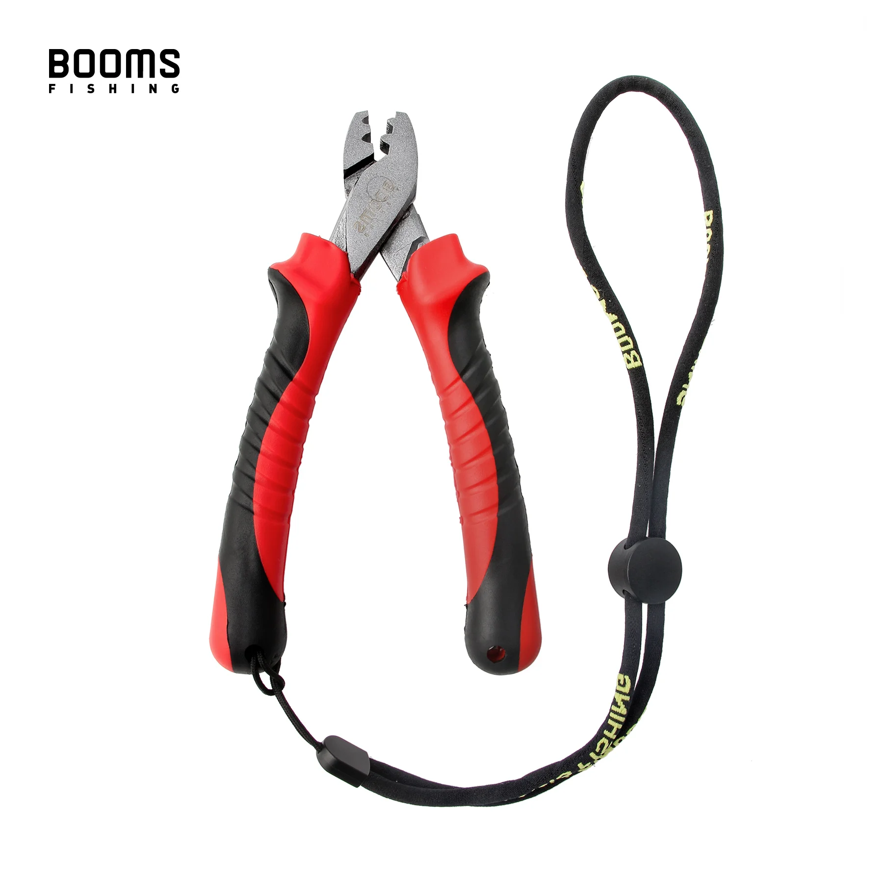 Booms-낚시 CP2 싱글 배럴 소켓 펜치, 낚시 크림프 플라이어 휴대용 경량 미끄럼 방지 손잡이 끈 포함