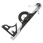 Регулируемая скользящая комбинированная квадратная линейка, 12 дюймов, 300 мм, транспортир, измерительный инструмент из нержавеющей стали, набор инструментов для измерения уровня