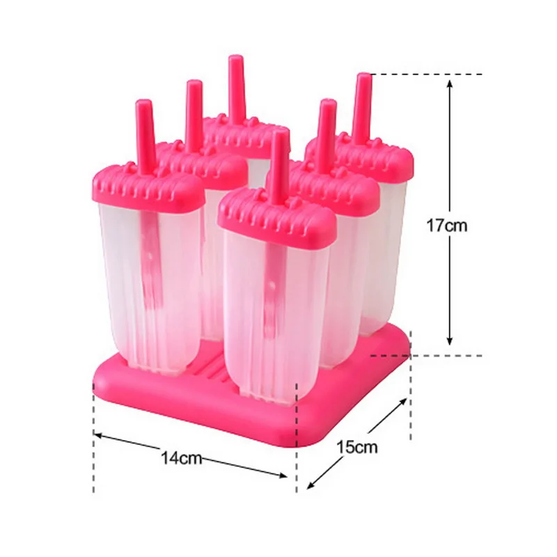 

6 Cells DIY Popsicle Molds Homemade Ice Cream Makers Reusable Frozen Ice Lolly Moulds For Juices Purees Yogurt Kitchen Tools