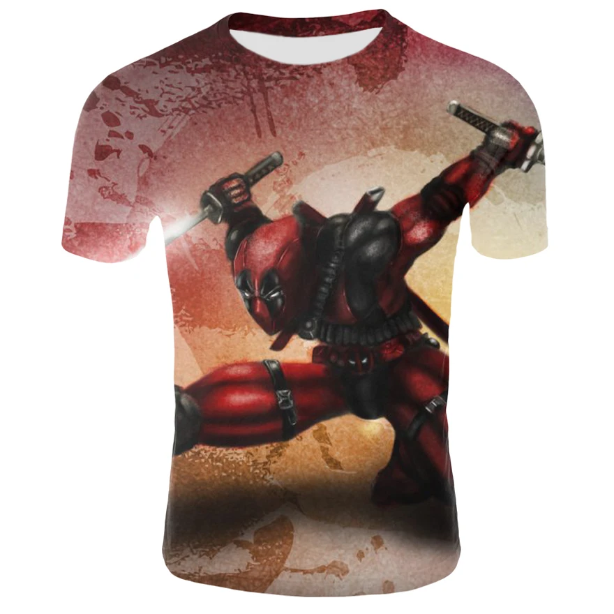 

2021 new American anime Deadpool 3D printed T-shirt large size men's and women's shirt casual fun casual cool T-shirt