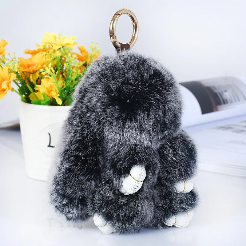 

Cute Rabbit Puffy Key Chains Handmade Bags Pendant Fashion Jewelry Ornament Car Keychain New Year Gifts Kids Toys