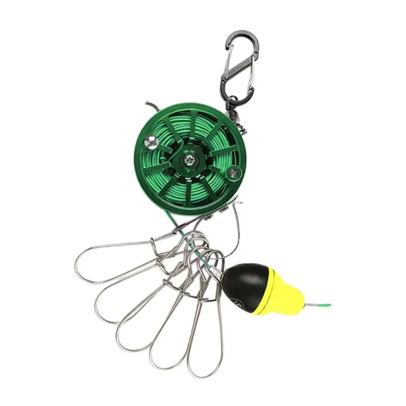 

Fishing Stringer Live Fish Lock Buckle with Reel Float Stainless Steel 5 Snaps M89D