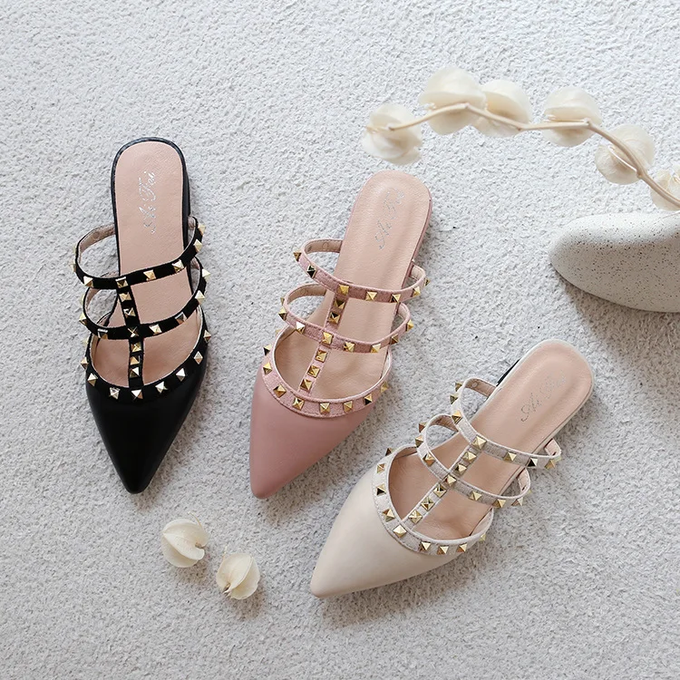 Новинка женские шлепанцы на плоской подошве брендовые дизайнерские без задника