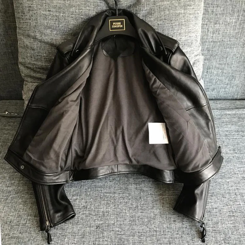

Women Genuine Leather Jackets Sheep Skin Motorcycle Leather Coat Plus Size Slim Leather Jacket