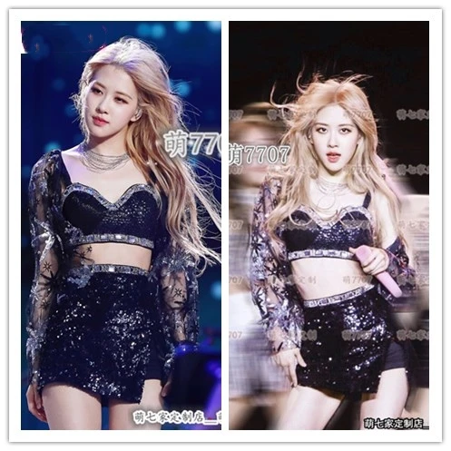 Женский короткий топ с блестками и шорты высокой талией