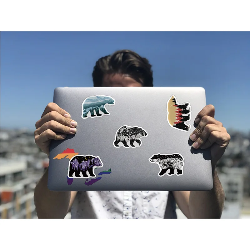 

50PCS Cute Cartoon Mountain Bear Wall Sticker Switch Bedroom Decoration Personality Waterproof Cartoon Graffiti Decals