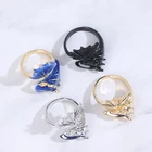 Креативные кольца с драконом, женское кольцо с питомцами на палец, золотые топазы, трицератопсы, открытое ювелирное изделие, кольцо женское