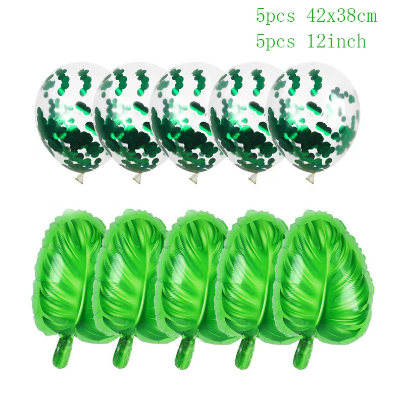 Зеленых воздушных шаров комплект пальмовых листьев шар конфетти металлик клипсы