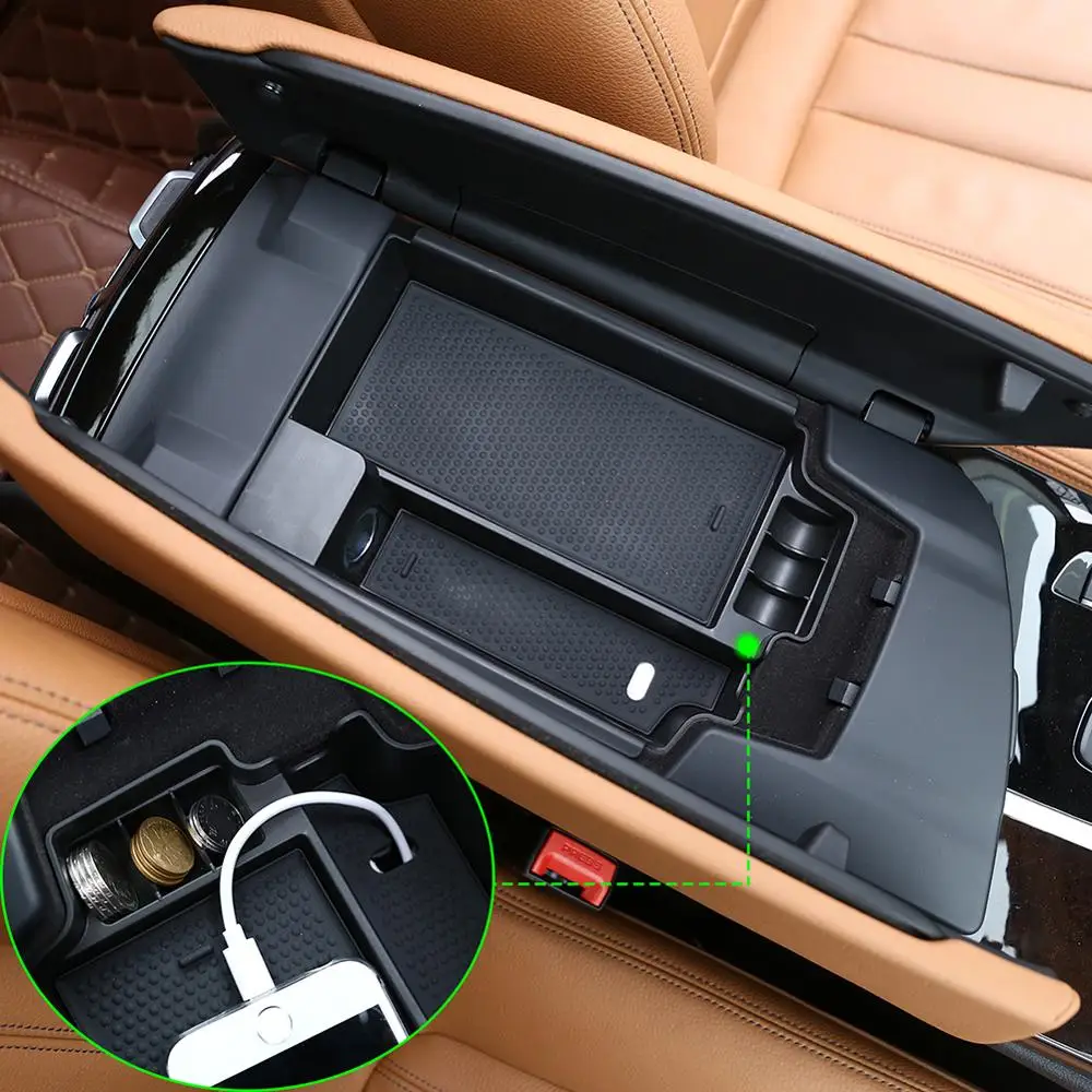 For BMW New 5 Series G30 G38 6 Series GT 2017 2018 2019 Plastic Car Center Console Storage Box Phone Tray Accessories with Mat