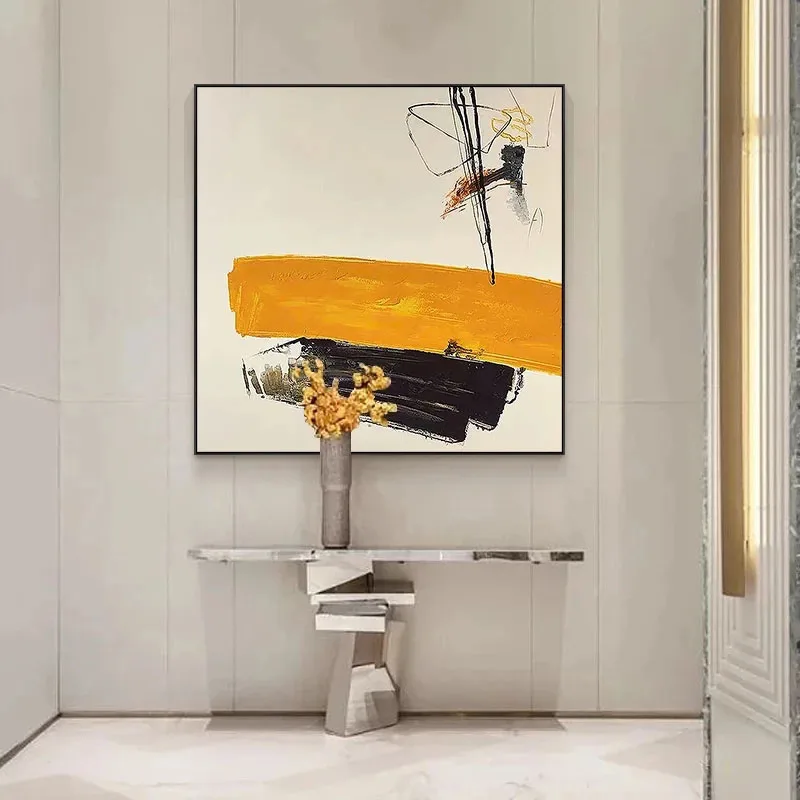 

100% Handmade Abstract Oil Painting Wall Art Modern Minimalist Bright Color Picture Canvas Home Decor For Living Room No Frame