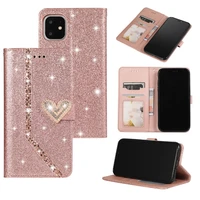 glitter leather flip phone case for iphone 11 12 pro max mini xs max xr x 8 7 6s plus se 2020 cover wallet card slots stand case