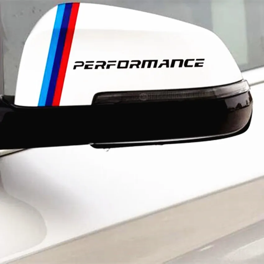 2pc Performance Motorsports Body Rearview Mirror Sticker Decal Car Styling For BMW M3 M5 X1 X3 X5 X6 E36 E39 E46 E30 E60 E92 f30 - купить по