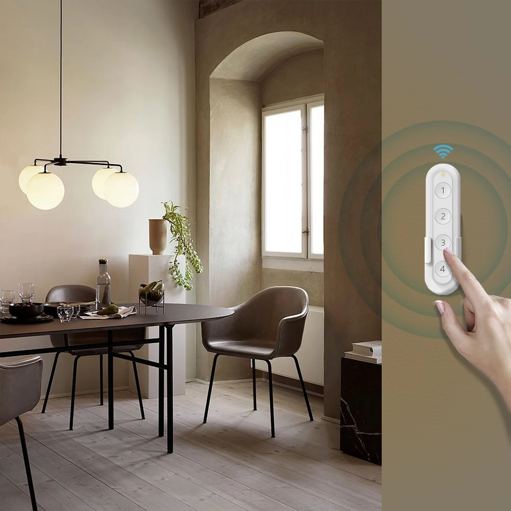 Беспроводной 4-Кнопочный выключатель дистанционного управления Tuya ZigBee работает