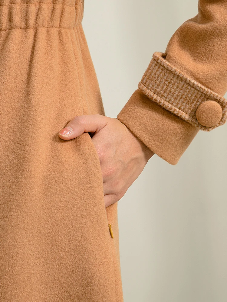 

2020 New Winter Ultra Long Women Wool Overcoat Pure Color Slim Waist Long Sleeve Outwear Cashmere Coat Plus Size Jacket Feminine