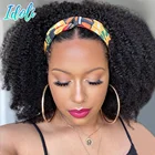 Afro курчавый кудрявый парик с головной повязкой, натуральные бразильские волосы, вьющиеся парик с оголовьем кудрявый парик человеческих волос манекен для шарфа парика не гель без клея