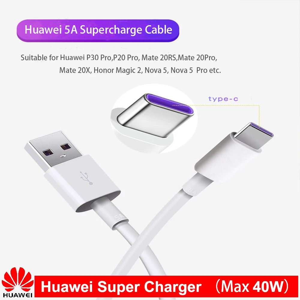 Оригинальный Huawei 40 Вт UK US EU супер зарядное устройство адаптер питания 5A USB TYPE-C