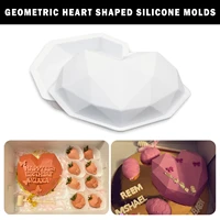 3d geometric heart shaped silicone molds for baking sponge chiffon mousse cake mold breakable chocolate molds