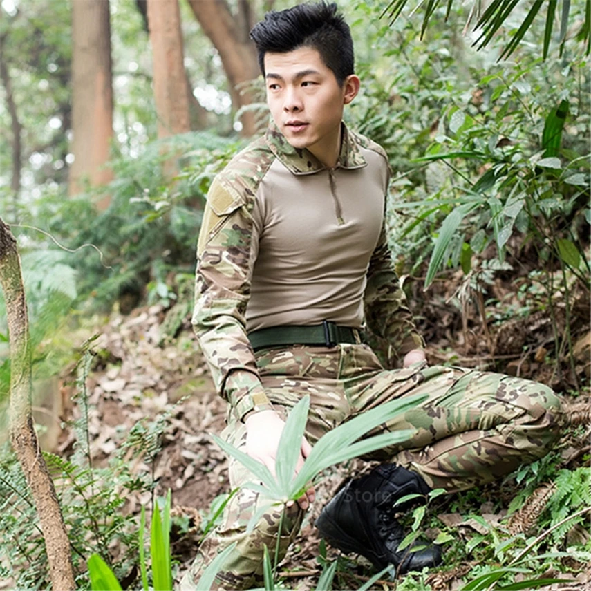 Мужская Тактическая Военная униформа для взрослых уличная боевая рубашка