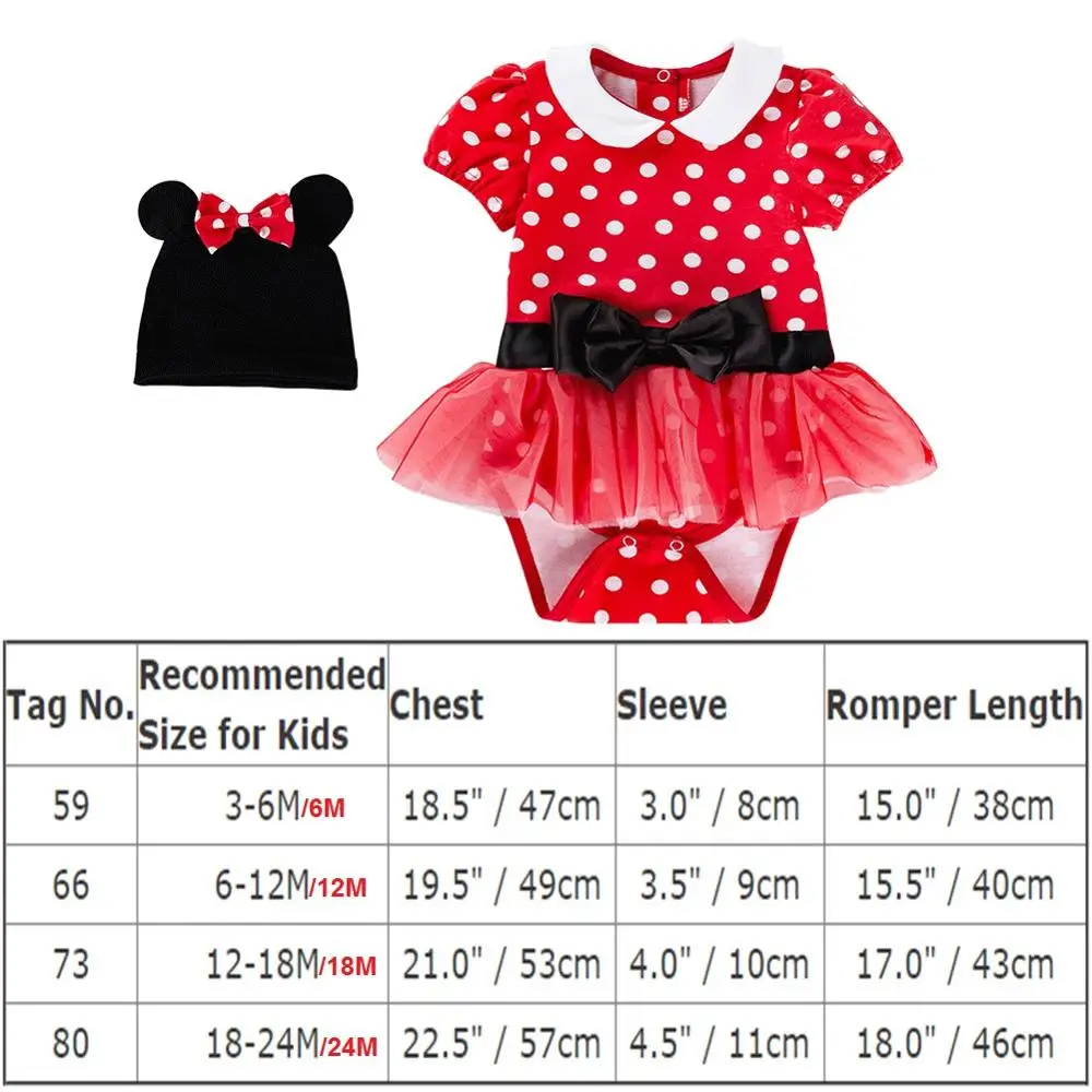 

Cute Minnie Outfit Baby Girl Clothes Polka Dot Romper with Hat Girl Baby Birthday Clothes for Photo Shoot Fashion Girls Outfit