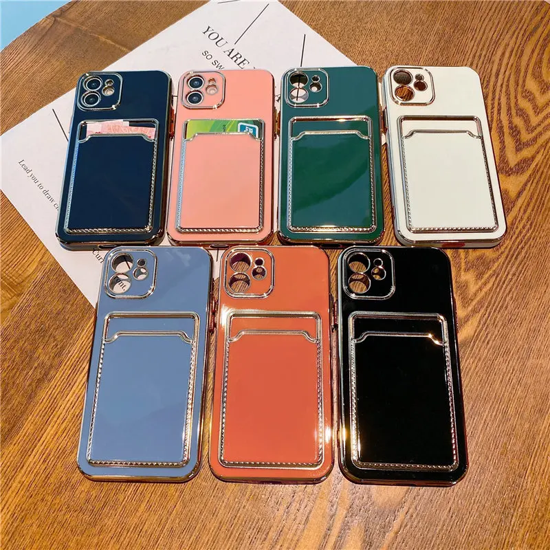 Чехол для телефона с отделением карт iPhone 11 12 Pro Max XS X XR 7 8 Plus Мягкий бампер