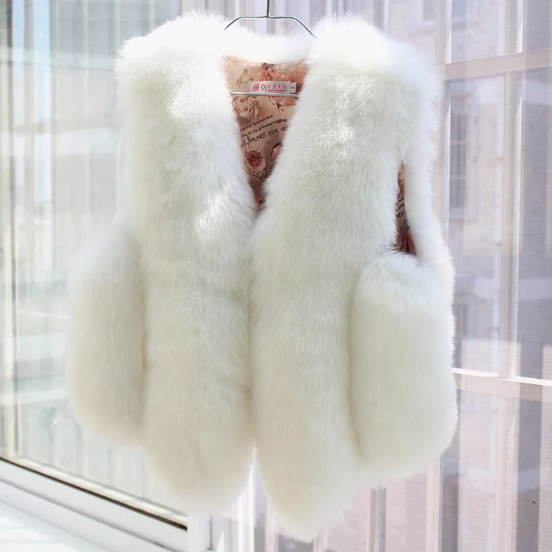 Женский Теплый жилет из искусственного лисьего меха короткая шуба верхняя