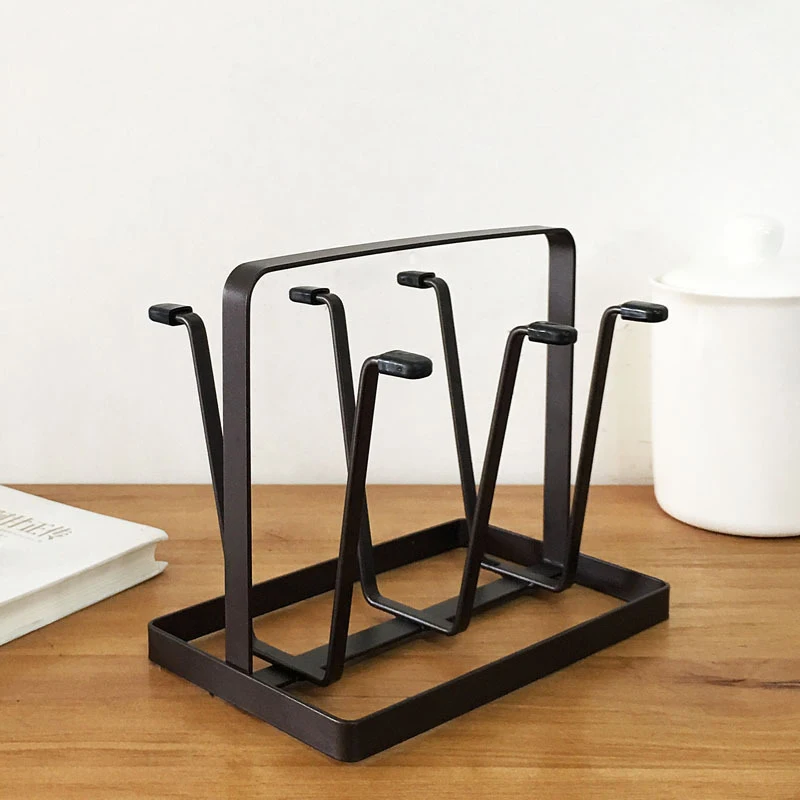 Creative Iron 6 Cups Mug Glass Stand Holder Drying Shelf Home Kitchen Hanging Drainer Storage Rack Accessories |