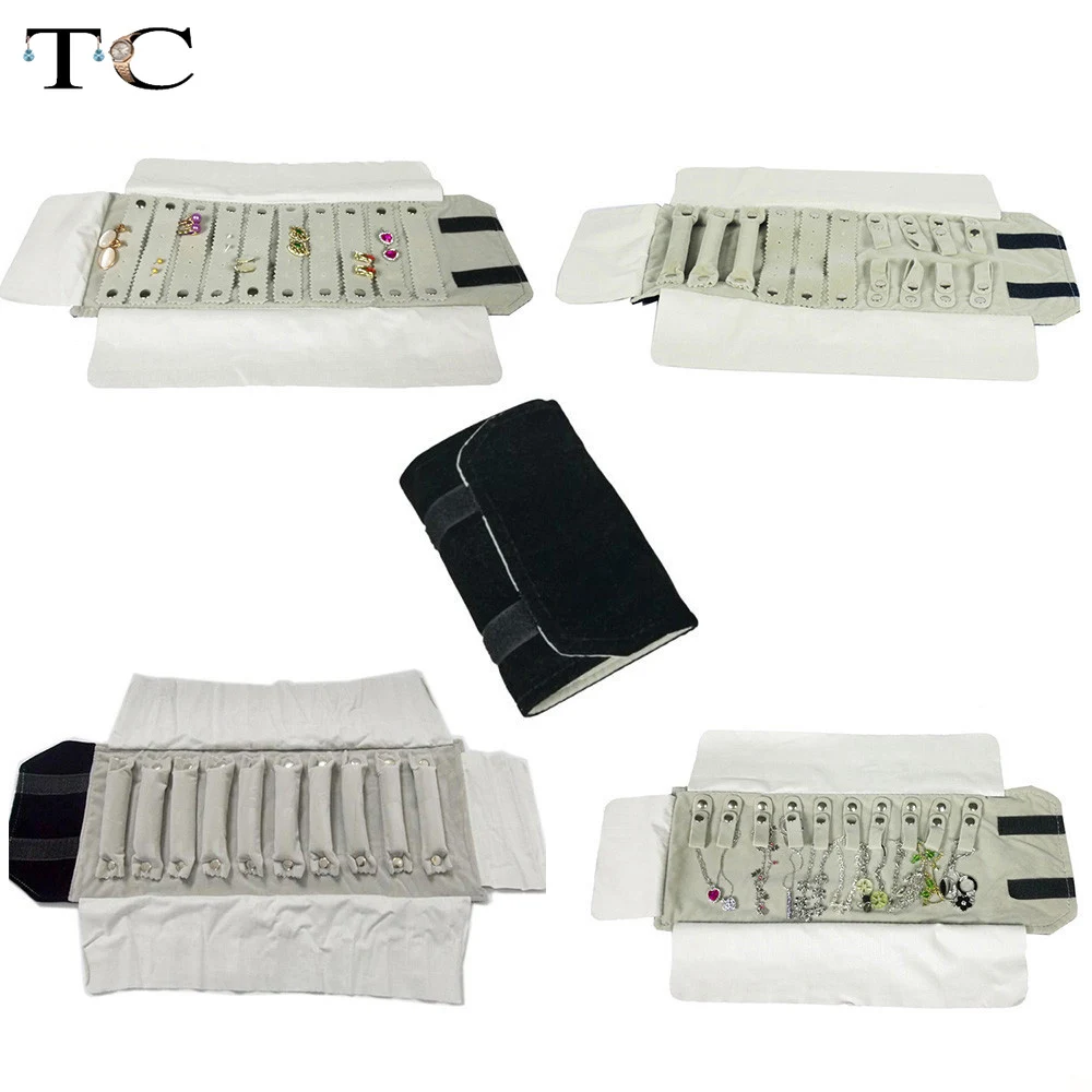 Портативный небольшие украшения в стиле рок н ролл сумка ожерелье бархат кольцо