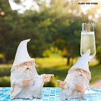 garden white old man wizard dwarf gnome statue resin naughty smoking home carft ornaments figurine decorations outdoor yard art