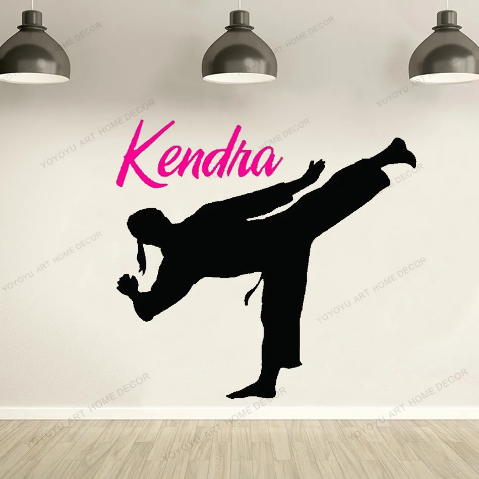 Персонализированные каратэ девушка Наклейка на стену дома Стикеры s дизайн