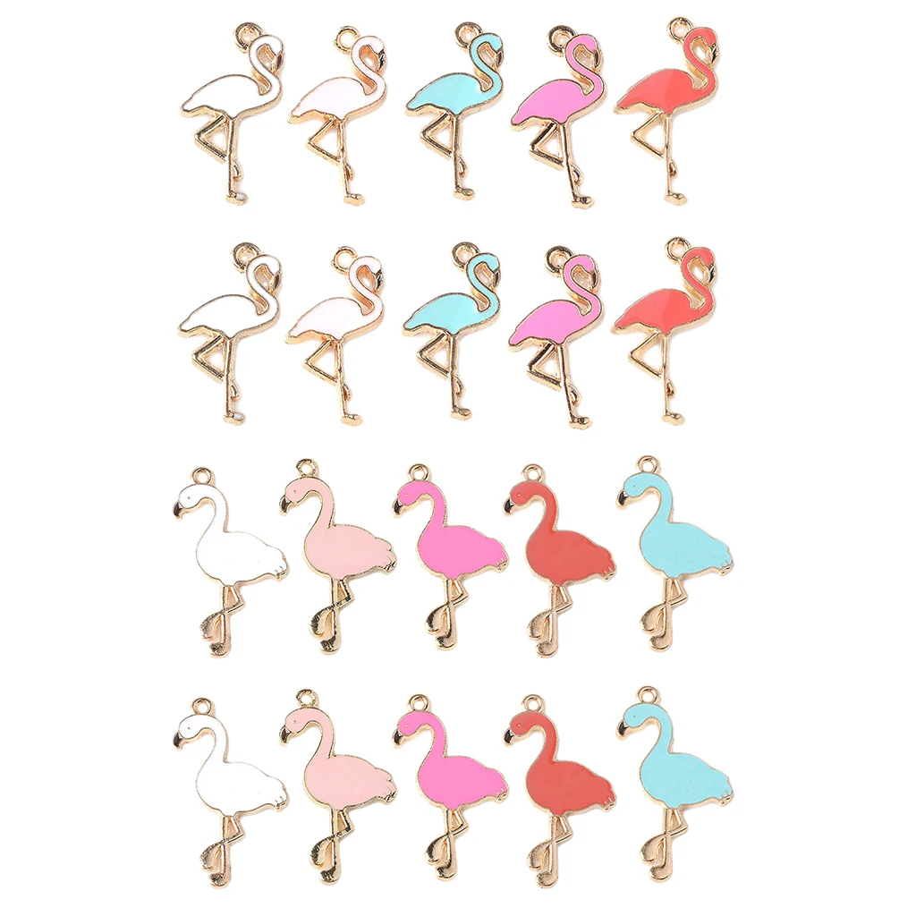 

10x Enamel Flamingo Charms Dangle Beads DIY Earring Pendant Jewelry Findings
