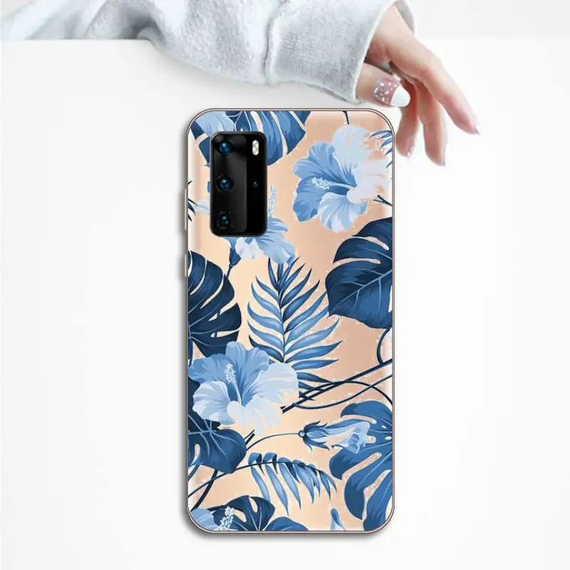 

Retro Floral Leaf fashion pattern luxury Phone Case cover Transparent for Huawei P honor 8 10i 20 30 40 smart 2019