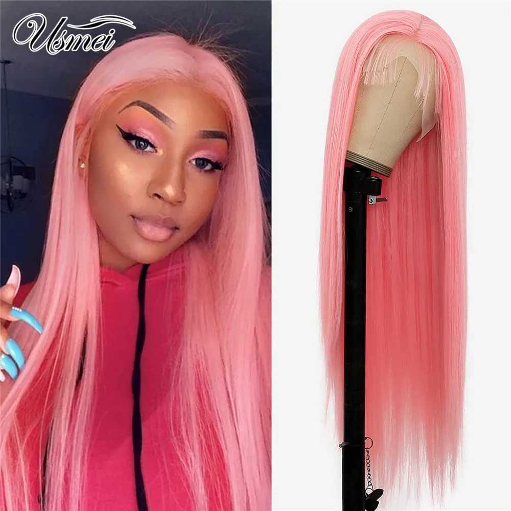 

Usmei Synthetic Lace Front Wigs For Women Straight Lace Front Wigs Heat Resistant Natural Color Lace Front Wigs Long