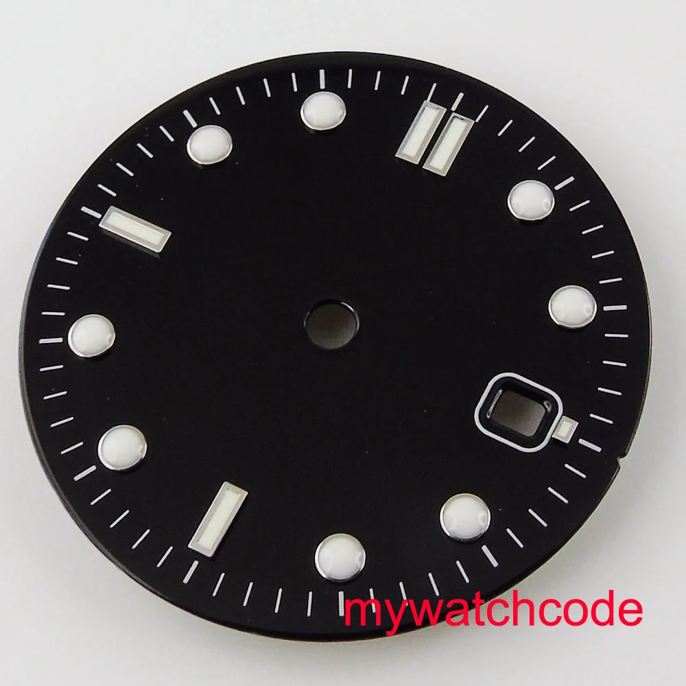 Циферблат для часов Bliger 31 мм черный из нержавеющей стали стерильный с окошком